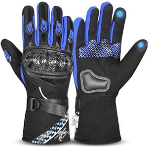 BEAST RAGE Guanti da moto invernali,guanti da moto termici impermeabili e antivento per uomini e donne,guanti da equitazione caldi con schermo tattile per motocross,ciclismo,ATV,Ciclismo (BLU, XL)