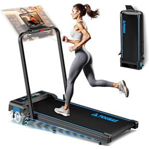 FOUSAE Tapis Roulant Pieghevole, Inclinazione del 10%,Tapis Roulant 5 in 1 per la casa con,10 km/h, Display LED a Schermo Intero, Motore Brushless da 2,75 HP, 150 kg, 12 HIIT e Telecomando Magnetico.