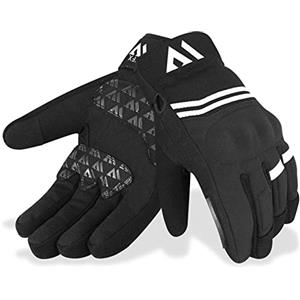 WFX Guanti da moto di alta qualità, resistenti e impermeabili, per sport invernali, con dita intere, antivento, touch screen, per corse su strada, motocross, ciclismo e sport all'aria (nero, XL)