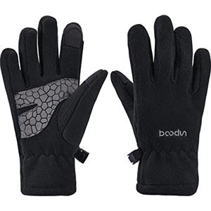 Arcweg Guanti Invernali Termici Leggeri Bambini Touch Screen in Vello Guanti Antiscivolo Sportivi Polsini Elastici Ragazze Ragazzi Nero L-XL