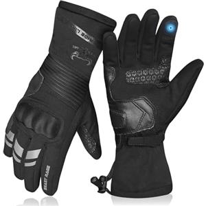BEAST RAGE Guanti da moto per uomini donne impermeabili,antivento,termici guanti da moto invernali Touchscreen,guanti da motociclista a dita intere,antiscivolo,antiurto (Nero, L)