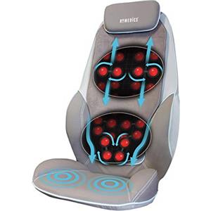 HoMedics ShiatsuMax, Sedile Massaggiante Shiatsu per Schiena, Area Lombare e Spalle, Poltrona Massaggiante Elettrica con 14 Programmi di Massaggio a Intensità Variabile, Funzione Calore, Grigio