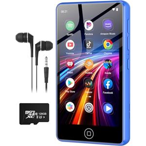 AGXOV 144GB Lettore MP3 con Wi-Fi & Bluetooth, 4,02 pollici touchscreen MP4 Player, Lettore Musicale Android con Spotify, Amazon Music, Deezer, Radio FM, Registratore Vocale, E-book Reader, Blu