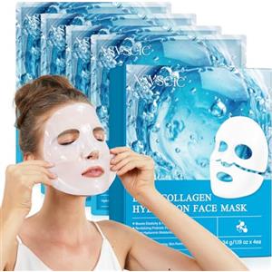 Feeliville Collagen Real Deep Mask confezione, Maschera Collagene Viso, Overnight Firming Mask, Maschera Idratante, Riduce le Linee Sottili e le Rughe, Minimizzare i Pori, Migliorare l'elasticità