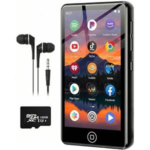 AGXOV 144GB Lettore MP3 con Wi-Fi & Bluetooth, 4,02 pollici touchscreen MP4 Player, Lettore Musicale Android con Spotify, Amazon Music, Deezer, Radio FM, Registratore Vocale, E-book Reader, Nero