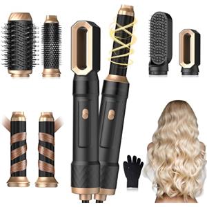 UKLISS Pro Airstyler 6 in 1 - Spazzola Asciugacapelli con 1000 W asciugacapelli, Spazzola Soffiante, Airflow Ricci per Capelli, ad Aria Calda, Lisciante (Nero)