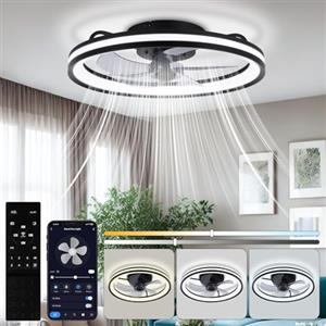 Daromigo Ventilatore da Soffitto con Luce, 50cm Dimmerabile LED Plafoniere con Telecomando e APP, 3 Colori 6 Velocità Silenzioso Lampadario con Ventilatore da soffitto con Lampada