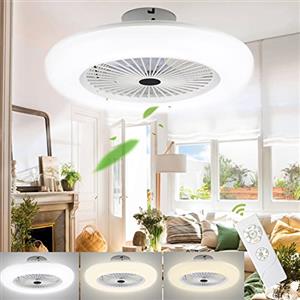 Daromigo Ventilatore da soffitto con Lampada, 2x80W 3 Velocità del Vento Regolabile mit Telecomando, Dimmerabile 3 Temperature di colore, Temporizzazione Ventola per Camera da Letto Soggiorno