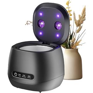 Generico Pulitore Per Apparecchi Dentali - Pulitore per Bite Notturno 52kHz - Dispositivo Portatile con Luce UV per Igienizzare Bite, Dentiere e Gioielli per Adulti Anziani Bambini