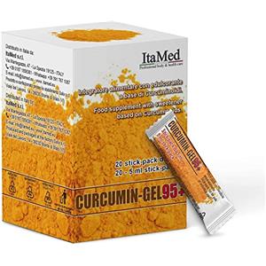 ITAMED - Curcuma Potenziata Alto Dosaggio, Curcumin Gel 20 Stick da 5 ml, Curcumina Pura Ad Alto Assorbimento E Biodisponibilità Superiore A Pepe Nero E Piperina, Made In Italy