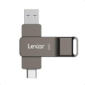 Lexar D40E 64 GB Dual Drive USB 3.2 Gen 1 Type-C Jump Drive, unità flash USB-C con alloggiamento in metallo e design girevole,Grigio Titanio