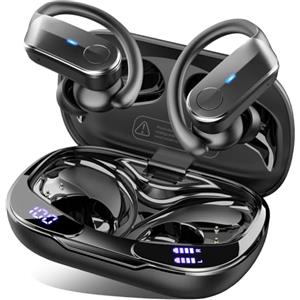 Ordtop Cuffie Bluetooth 5.4 Sport, Auricolari Bluetooth 70 Ore HiFi Stereo,Cuffie Wireless Impermeabili IPX8,4 ENC Cancellazione Rumore Mic,Con Display a LED, Headphones Per Corsa e Sport Estremi, USB-C
