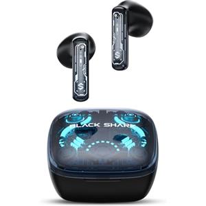 Black Shark Cuffie Wireless da Gioco True, Bluetooth 5.3 con Modalità Gaming/Music,30 Ore di Riproduzione,Chiamate Stereo Chiare, Quattro luci e indicatore batteria, In-Ear Cuffie Bluetooth - T15