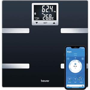 Beurer BF 720 Bilancia Diagnostica con connessione Bluetooth allo smartphone, determinazione del peso e del grasso corporeo, della percentuale muscolare e del fabbisogno calorico AMR/BMR, colore nero