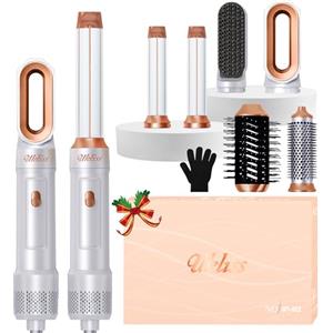 UKLISS Spazzola Asciugacapelli 6 in 1, Airstyler Set con Phon Professionale, Arricciacapelli Automatico, Spazzola Lisciante per Capelli, Hair Dryer Brush, Thermal Brush, Regali Set per Donne (Blanc)