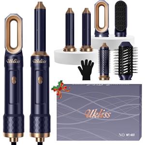 UKLISS Airstyler 6 in 1, Spazzola Asciugacapelli Professionale con Arricciacapelli Automatico, Thermal Brush, Spazzola Lisciante per Capelli, Multistyler Regali Set per Donne Styling - Blu