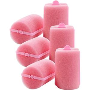 Folpus 6 bigodini per lo styling dei capelli in morbida schiuma, bigodini flessibili per dormire, bigodini portatili in spugna da 40 mm per lo styling dei