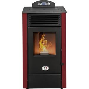 STUFE A PELLET ITALIA California 9 KW 5 Stelle - Stufa ad Aria Ventilata Efficienza 92% Scalda 80m² Autonomia 20H Programmabile 5 Velocità e Potenze Design Compatto Garanzia 24 Mesi Rosso