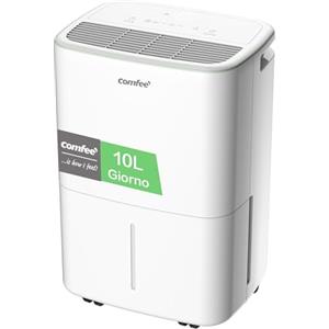 COMFEE' Deumidificatore Casa Muffa 10L/24h, Adatto fino a 16㎡, Tanica da 2.5L, Poco rumoroso, Ruote Piroettanti, Modalità dryer, Doppio drenaggio,Timer, Protezione antitrabocco, CDDOE-10DEN7-QA3(EU)
