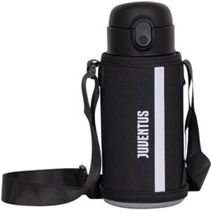 JUVENTUS Seven Juventus Borraccia Ragazzi, Bianco Nero, Con Porta Borraccia a Tracolla, Mantenimento temperatura: caldo 12h/freddo 24h