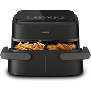 Philips Airfryer Serie 1000, Friggitrice ad aria con singolo/doppio cestello flexi da 7.1L e separatore, doppia resistenza e termostasti separati, RapidAir, 10 modalità, compatto, HomeID (NA154/00)