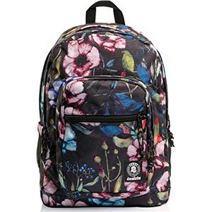 Invicta Zaino Scuola Jelek, Nero Fantasia Fiori, Zaino Doppio Scomparto con Tasca Porta PC, Tasche Porta Borraccia, Doppia Tasca Frontale, Tasca con Organizer, Scuola