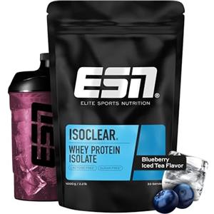 ESN ISOCLEAR Proteine isolate del siero di latte in polvere, Té freddo al mirtillo, 908 g, limonata proteica dal sapore fruttato e delizioso, siero di latte chiaro - made in Germany