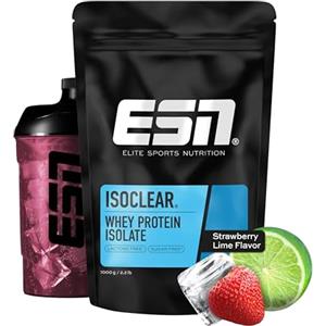 ESN ISOCLEAR Proteine isolate del siero di latte in polvere, Strawberry Lime, 1000 g, limonata proteica dal sapore fruttato e delizioso, siero di latte chiaro - made in Germany