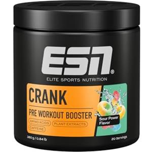 ESN Crank, Sour Power, 380 g, Booster pre-allenamento, vegano - Made in Germany