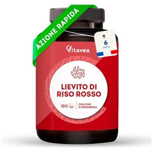 VITAVEA BIEN-ETRE Riso Rosso Fermentato - Coenzima q10 - Con 2,9 mg di Monacolina K - 180 Compresse - Integratore Lievito di Riso Rosso - Benessere Cardiovascolare - Con Estratto di Coriandolo - Vitavea