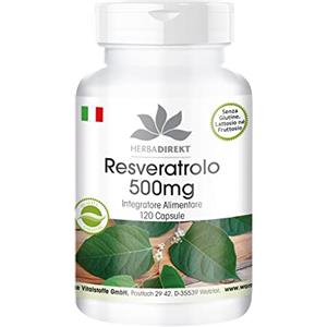 herba direkt Resveratrolo 100% 500mg - Estratto di Fallopia Japonica - 60 Capsule - Vegan | HERBADIREKT by Warnke Vitalstoffe - Qualità da farmacia tedesca