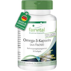 Fairvital | Omega-3 capsule di olio di pesce 500 mg - 1 mese - alto dosaggio - 90 capsule - con EPA e DHA
