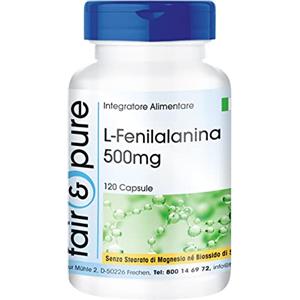 Fair & Pure® - L-Fenilalanina 500mg - Aminoacido essenziale - Vegan - 120 Capsule