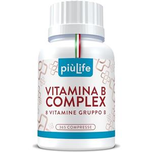 +LIFE Vitamina B Complex Alto Dosaggio PiùLife, 1 Al Giorno 100% VNR, Vitamina B6 B1 B2 B3 Niacina, B5, B8 Biotina, B9 Acido Folico, Vitamina B12, Tutte Le Vitamine Gruppo B Integratore, 365 compresse