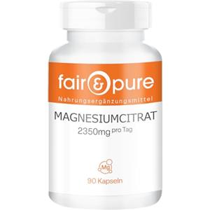 Fair & Pure® - Capsule di citrato di magnesio 2350 mg - 90 capsule - altamente dosate con 375 mg di magnesio puro per dose giornaliera - vegane