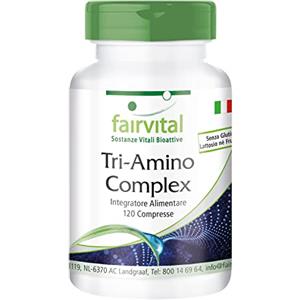 Fairvital | Tri-ammino-complesso - 1 mese - VEGAN - dose elevata - 120 compresse - arginina + lisina + ornitina - aminoacidi