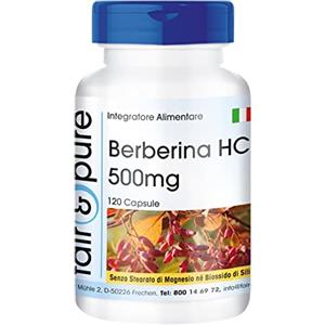 Fair & Pure® - Berberina con zinco - Berberina HCl 500mg - Vegan - Berberis Vulgaris - 120 Capsule