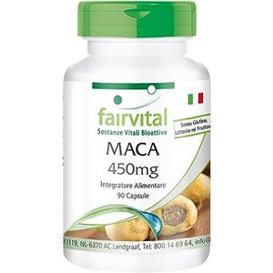 Fairvital | Maca 450mg - Lepidium meyenii - Radice di Maca gialla 5:1 - VEGAN - alto dosaggio - 90 Capsule