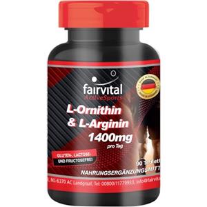 Fairvital | L-ornitina y L-arginina 1400mg - 90 comprimidos - ALTA DOSIS - VEGANO - Aminoácidos
