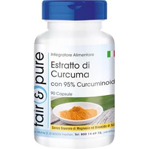 Fair & Pure® - Curcuma in capsule con Pepe Nero - Curcumina 500mg - 95% Piperina - Vegano - 90 Capsule