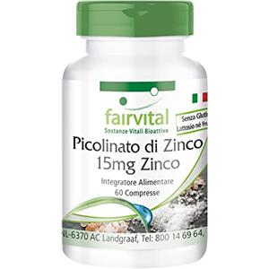 Fairvital | zinco picolinato con 15mg di zinco - per 2 mesi - VEGANA - alto dosaggio - 60 compresse