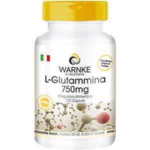 WARNKE VITALSTOFFE L - glutammina 750mg - 120 capsule - Forma libera - Sostiene l'accumulo dei muscoli, garantisce un buon sonno e protegge le cellule | Warnke Vitalstoffe - Qualità da farmacia tedesca