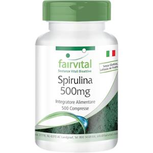 fairvital Spirulina 500mg - per 2 mesi - VEGAN - alto dosaggio - 500 compresse - Spirulina platensis - senza additivi