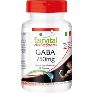 Fairvital | GABA 750mg - per 1 mese - VEGAN - alto dosaggio - 1500mg per dose giornaliera - 60 capsule - Acido gamma-aminobutirrico
