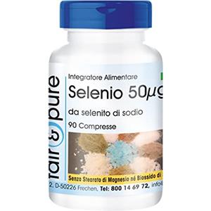 Fair & Pure® - Selenio 50µg - Da selenito di sodio - Vegan - Senza lievito - 90 Compresse