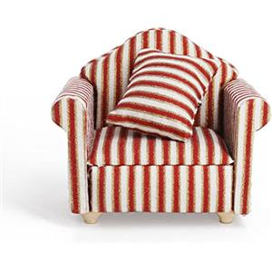 Odoria 1/12 Poltrona Miniatura Mobili Accessori per Casa Bambole, Strisce