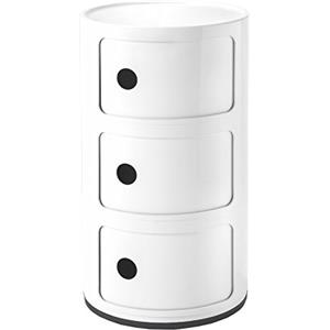 Kartell Componibili Contenitore 3 Elementi, ABS, Base Tonda, Bianco, 32 x 32 x 58.5 cm