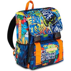 Mitama Zaino scuola Triplo Scomparto Mitama SKATE DREAM, bambino, estensibile, scuola elementare e media