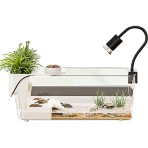 xowwyue Acquario per tartarughe, grande terrario con piastra per crogiolarsi, recinzione trasparente per tartarughe, rettili, per rane, salamandre, granchi, piccoli animali, interni, soggiorno
