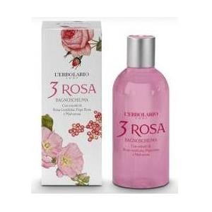 L'Erbolario Bagnoschiuma 3 Rosa 250 ml - Detergente corpo addolcente e protettivo con estratti di Pepe rosa e Rosa centifolia
